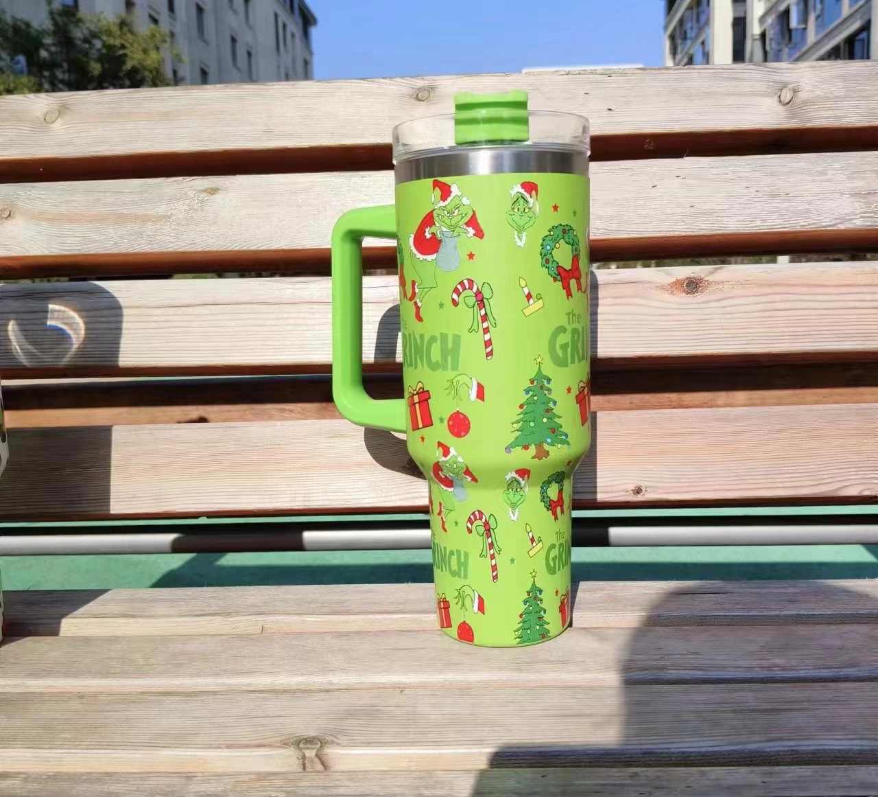 跨境汽车杯40oz车载冰霸杯不锈钢保温杯大容量格林奇5D圣诞系列吸详情8