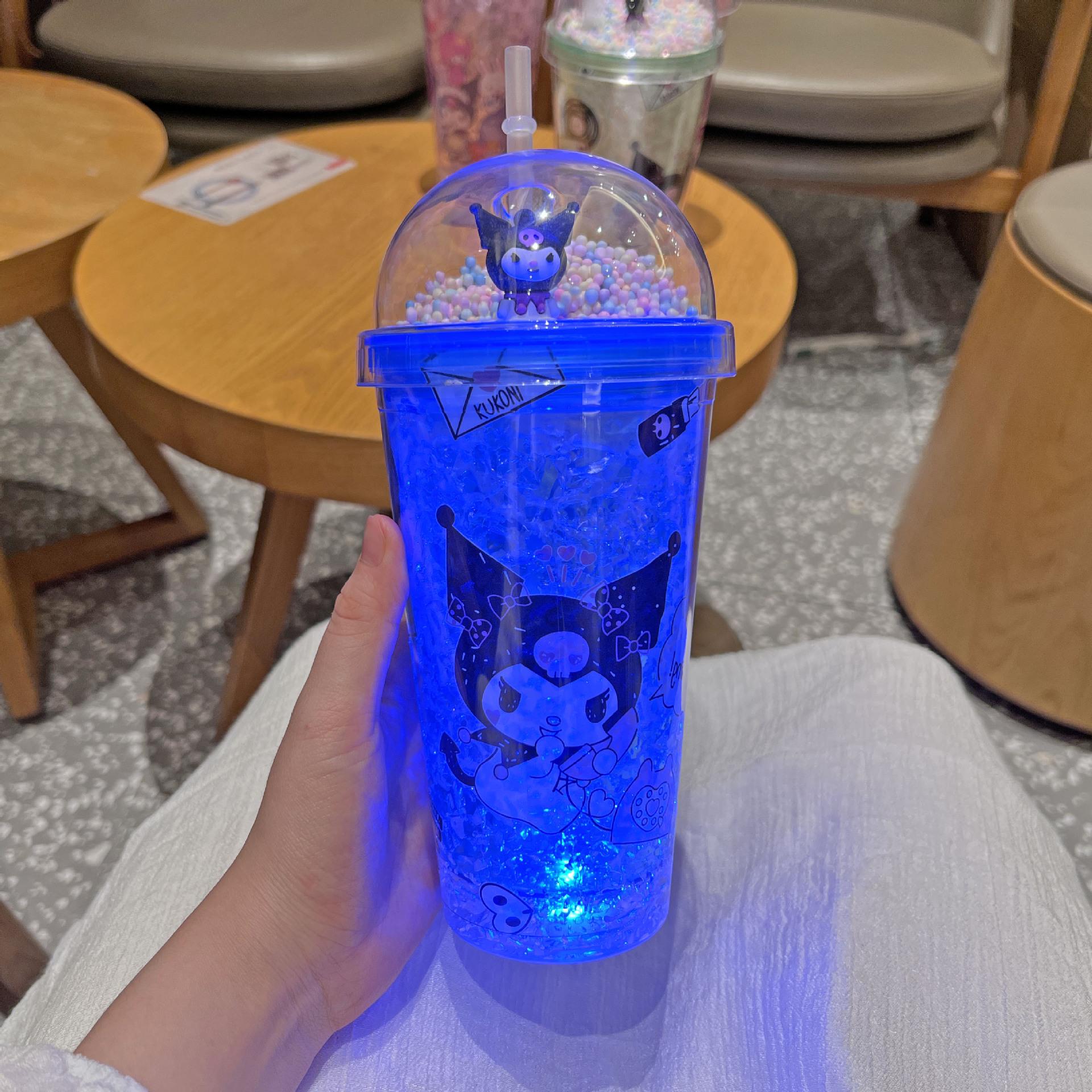 跨境新款高颜值夏季 网红库洛米卡通塑料水杯吸管水杯双层碎冰杯详情9