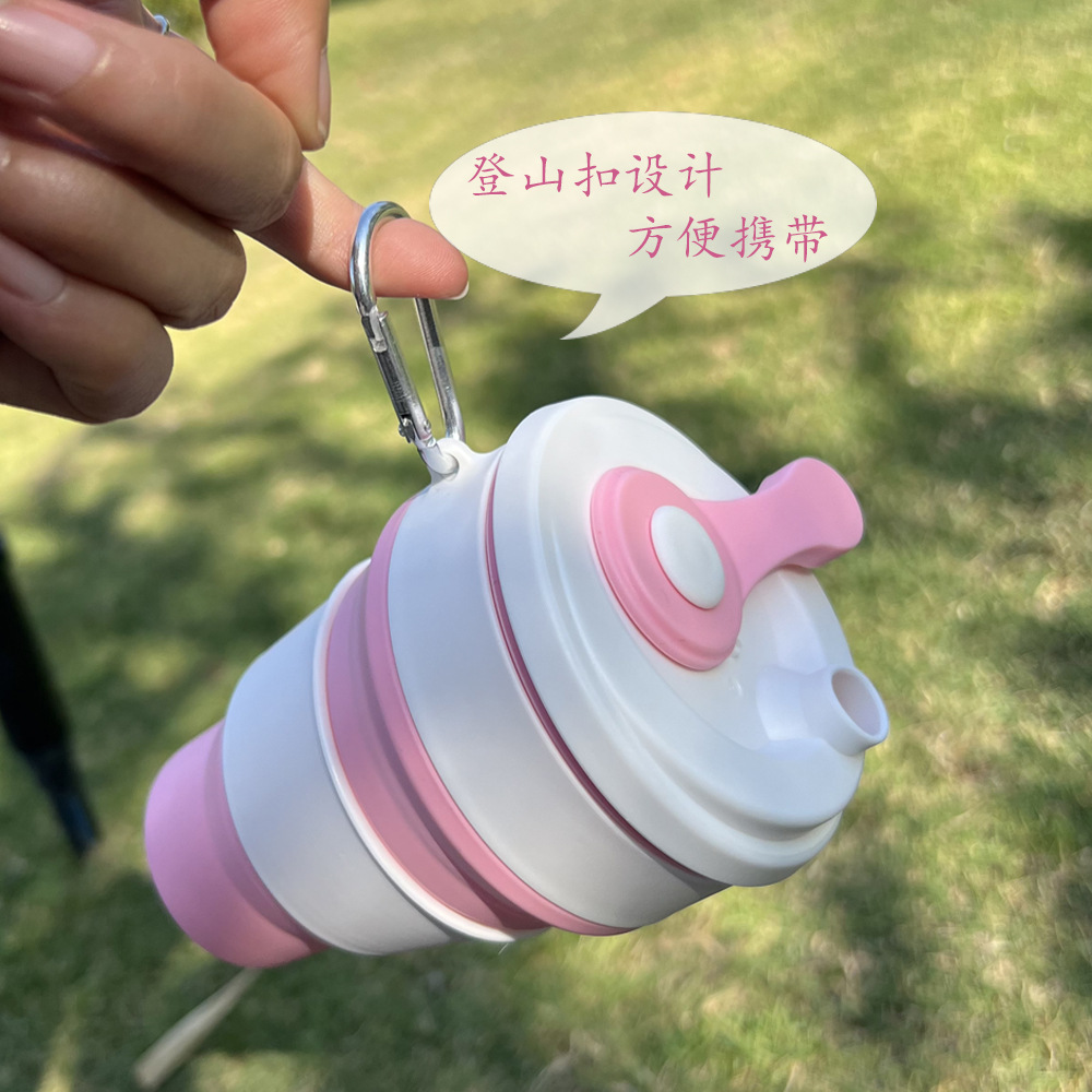 现货供应户外便携硅胶折叠杯户外旅行硅胶随手杯跨境热卖可折叠伸产品图