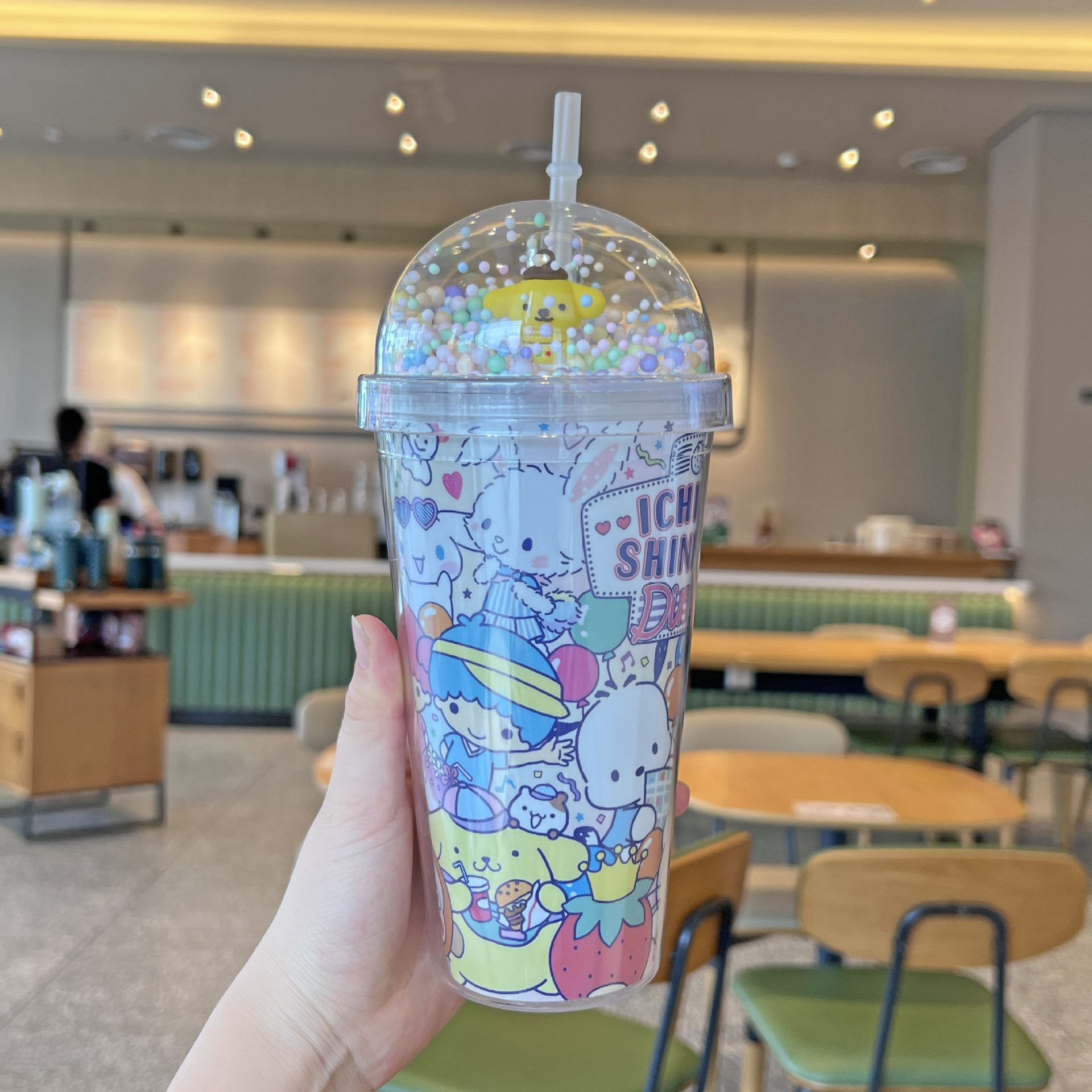 跨境新款高颜值夏季 网红史迪仔卡通塑料水杯吸管水杯双层碎冰杯详情10