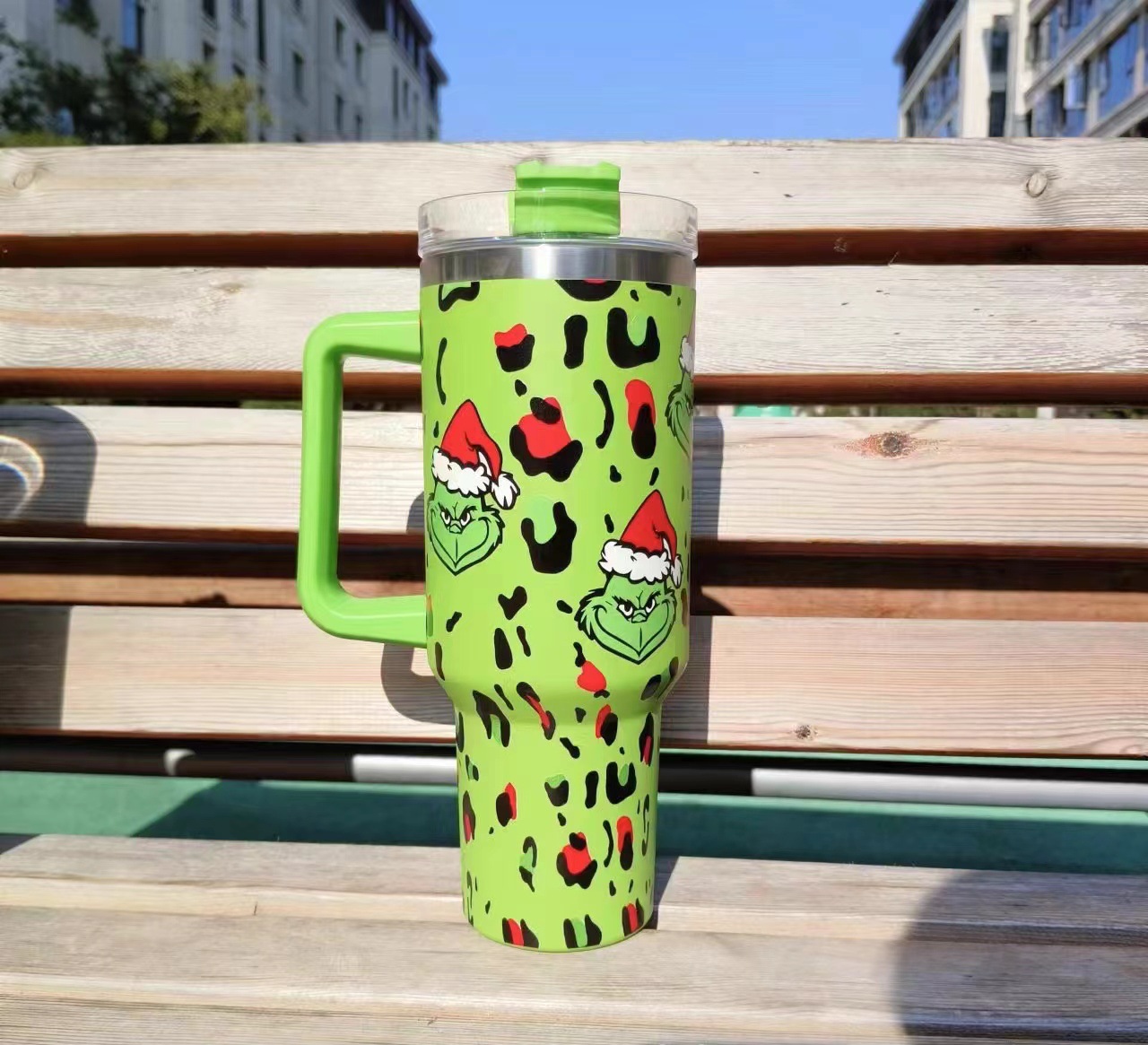 跨境汽车杯40oz车载冰霸杯不锈钢保温杯大容量格林奇5D圣诞系列吸详情9