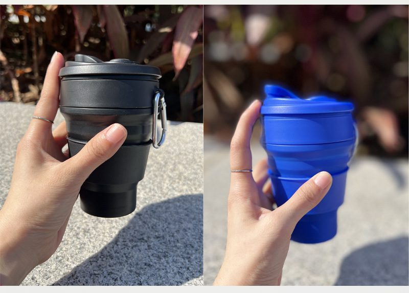 现货供应户外便携硅胶折叠杯户外旅行硅胶随手杯跨境热卖可折叠伸详情10