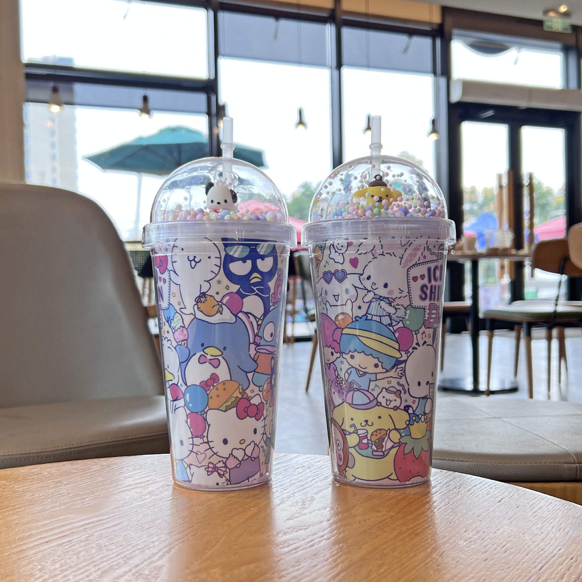 跨境新款高颜值夏季 网红史迪仔卡通塑料水杯吸管水杯双层碎冰杯详情8