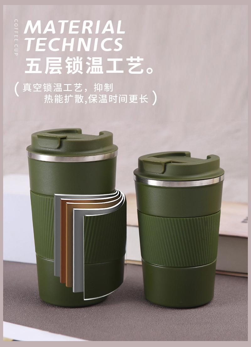 亚马逊热卖三代不锈钢咖啡杯带皮套商务礼品杯无缝内胆真空保温杯详情4