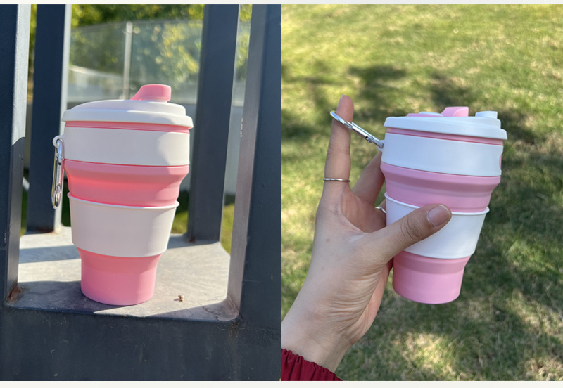 现货供应户外便携硅胶折叠杯户外旅行硅胶随手杯跨境热卖可折叠伸详情8