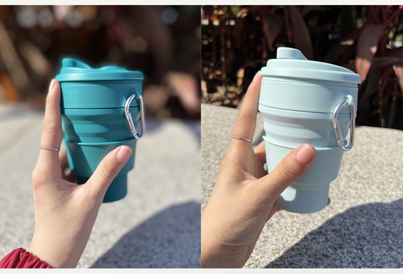 现货供应户外便携硅胶折叠杯户外旅行硅胶随手杯跨境热卖可折叠伸详情9
