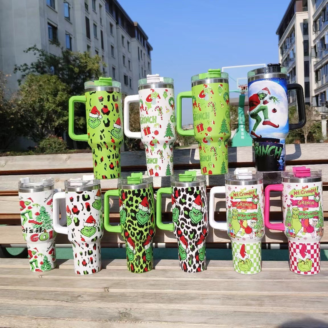 跨境汽车杯40oz车载冰霸杯不锈钢保温杯大容量格林奇5D圣诞系列吸详情1