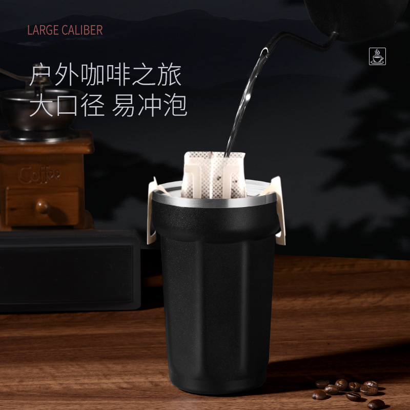 亚马逊新款304不锈钢4代咖啡杯车载便携式手提吸管杯真空保温杯子产品图