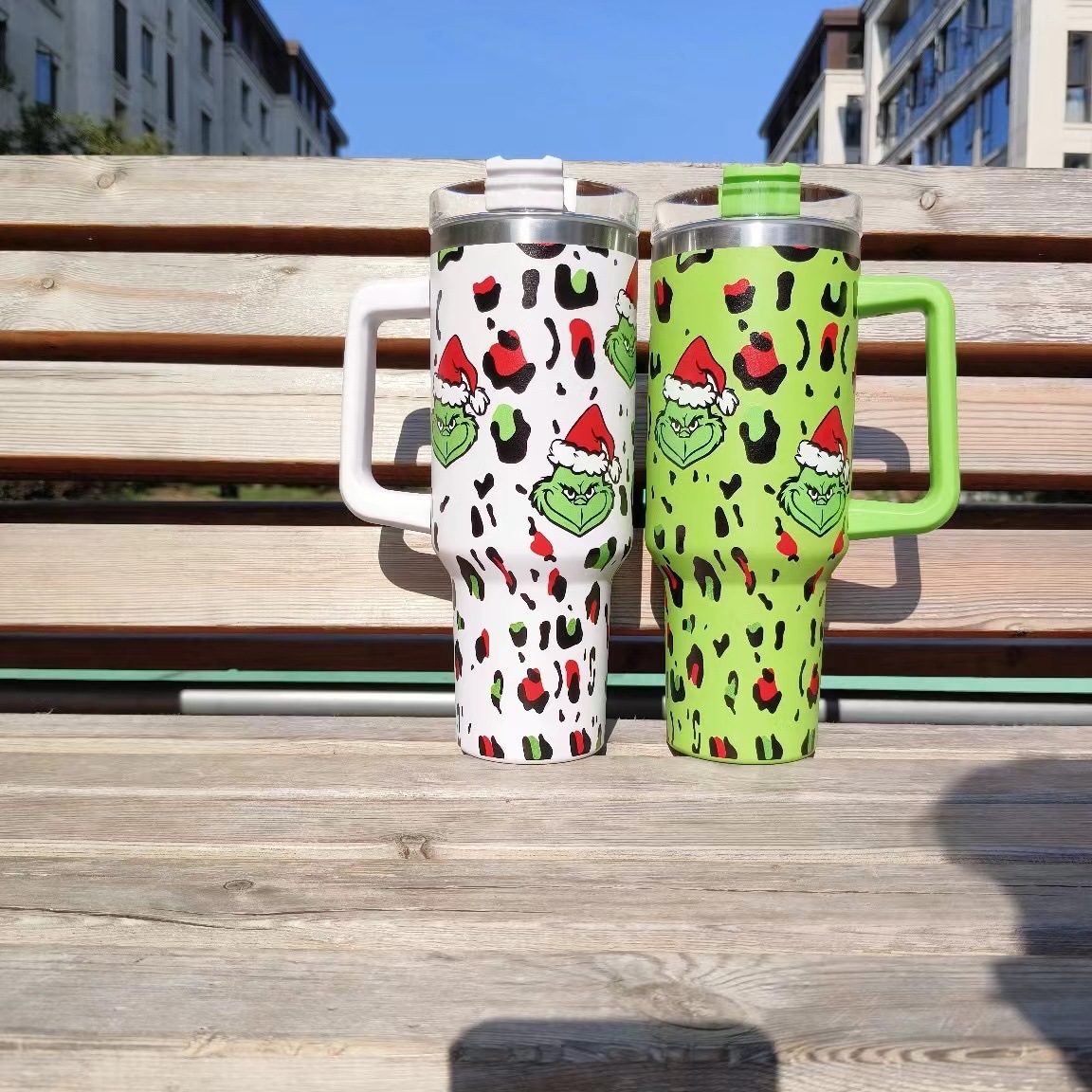 跨境汽车杯40oz车载冰霸杯不锈钢保温杯大容量格林奇5D圣诞系列吸详情4