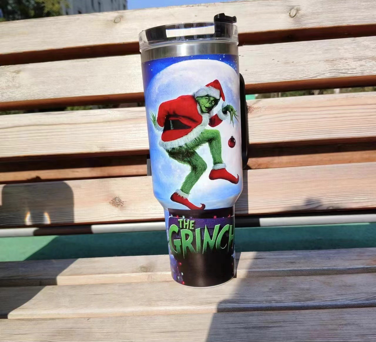 跨境汽车杯40oz车载冰霸杯不锈钢保温杯大容量格林奇5D圣诞系列吸详情11