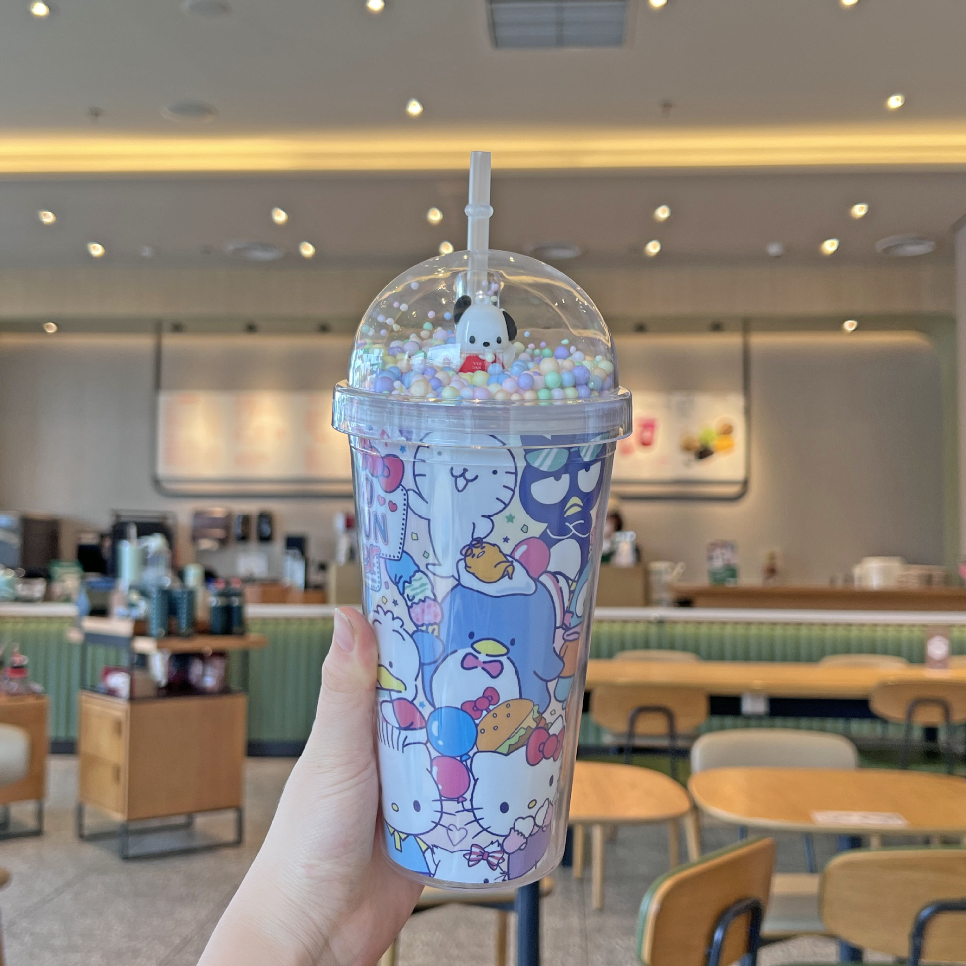 跨境新款高颜值夏季 网红史迪仔卡通塑料水杯吸管水杯双层碎冰杯详情9