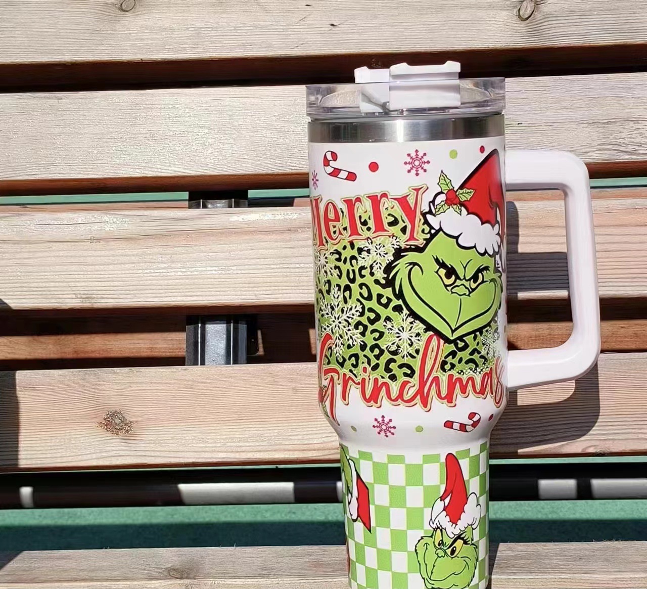 跨境汽车杯40oz车载冰霸杯不锈钢保温杯大容量格林奇5D圣诞系列吸详情6