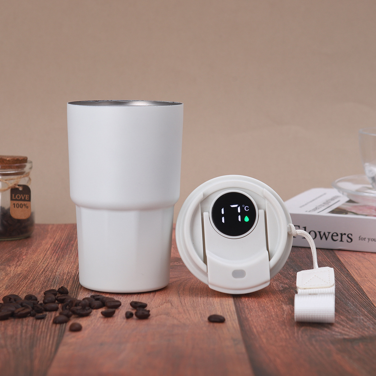 新款智能显温咖啡杯316不锈钢直饮保温杯高颜值带提绳便携随手杯细节图