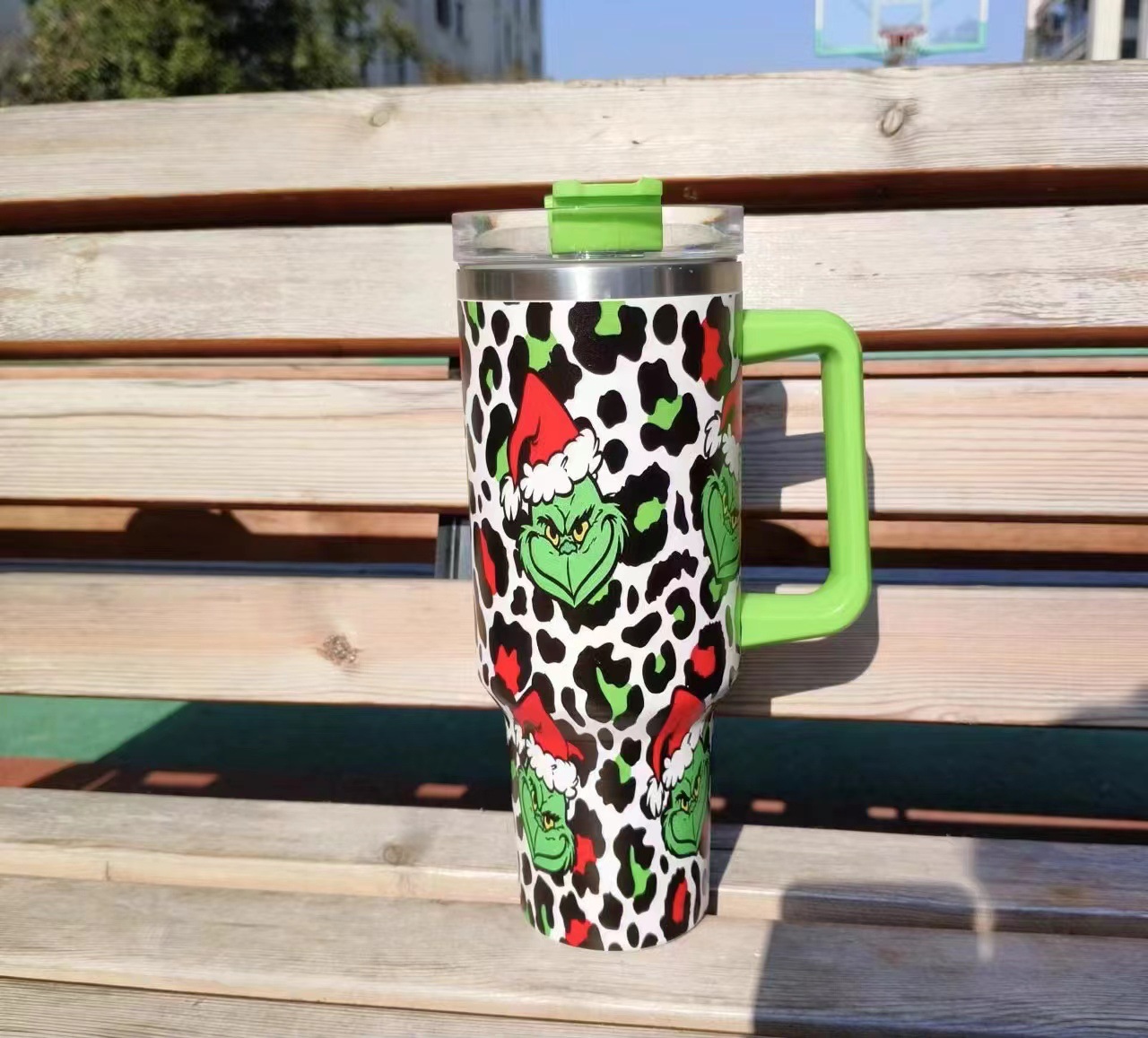 跨境汽车杯40oz车载冰霸杯不锈钢保温杯大容量格林奇5D圣诞系列吸详情13