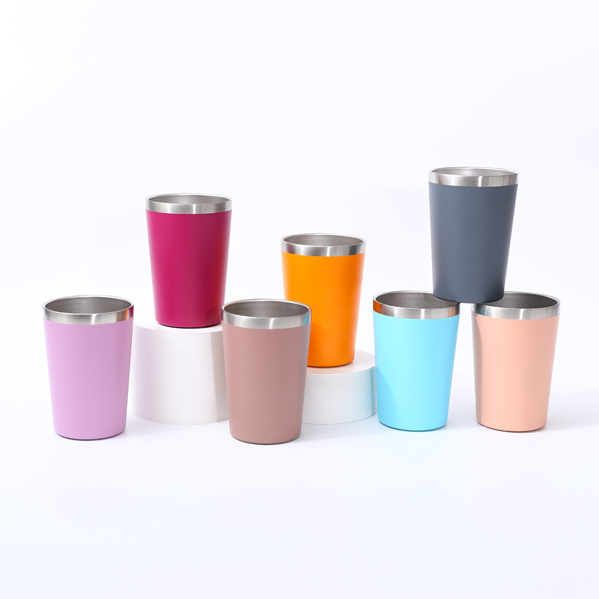 跨境8oz12oz牛奶杯304不锈钢保温杯户外便携车载办公咖啡杯印logo