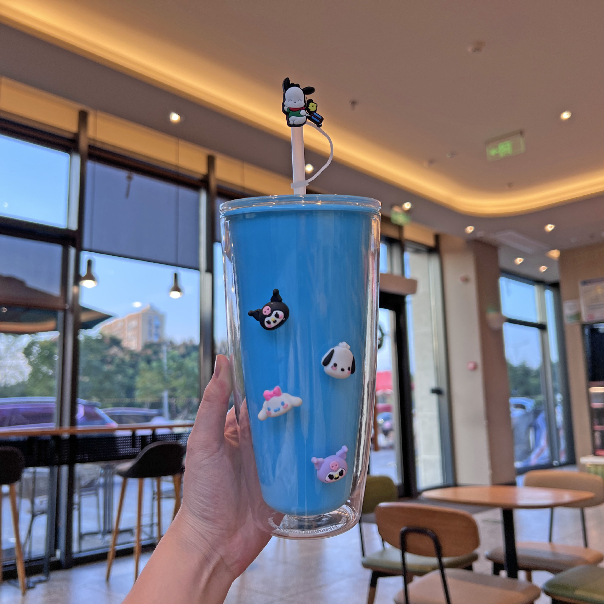 跨境新款网红高颜值情侣吸管杯卡通可爱三丽鸥水杯双层塑料杯批发详情16