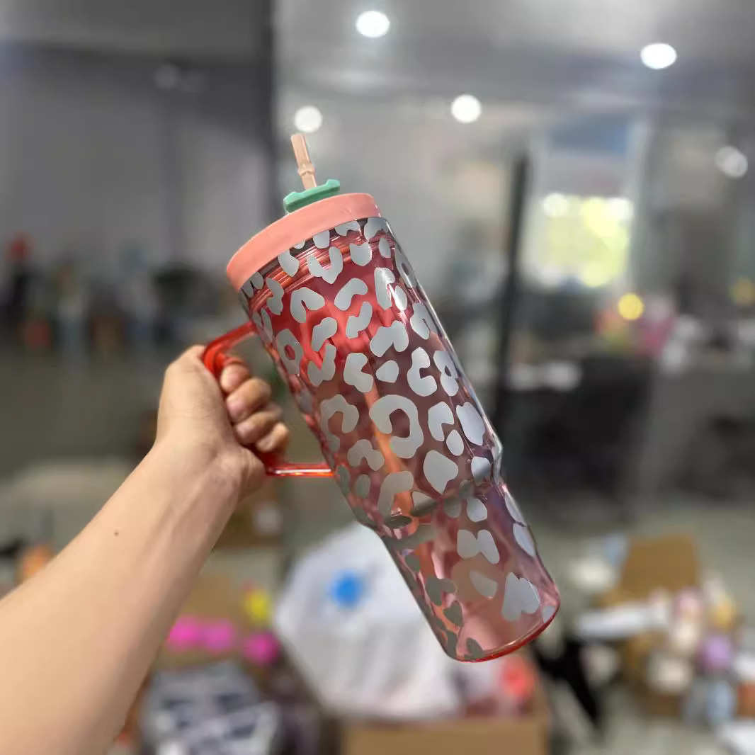 亚克力塑料杯带吸管40OZ可印刷logo水杯榴莲杯巨无霸冰霸杯产品图