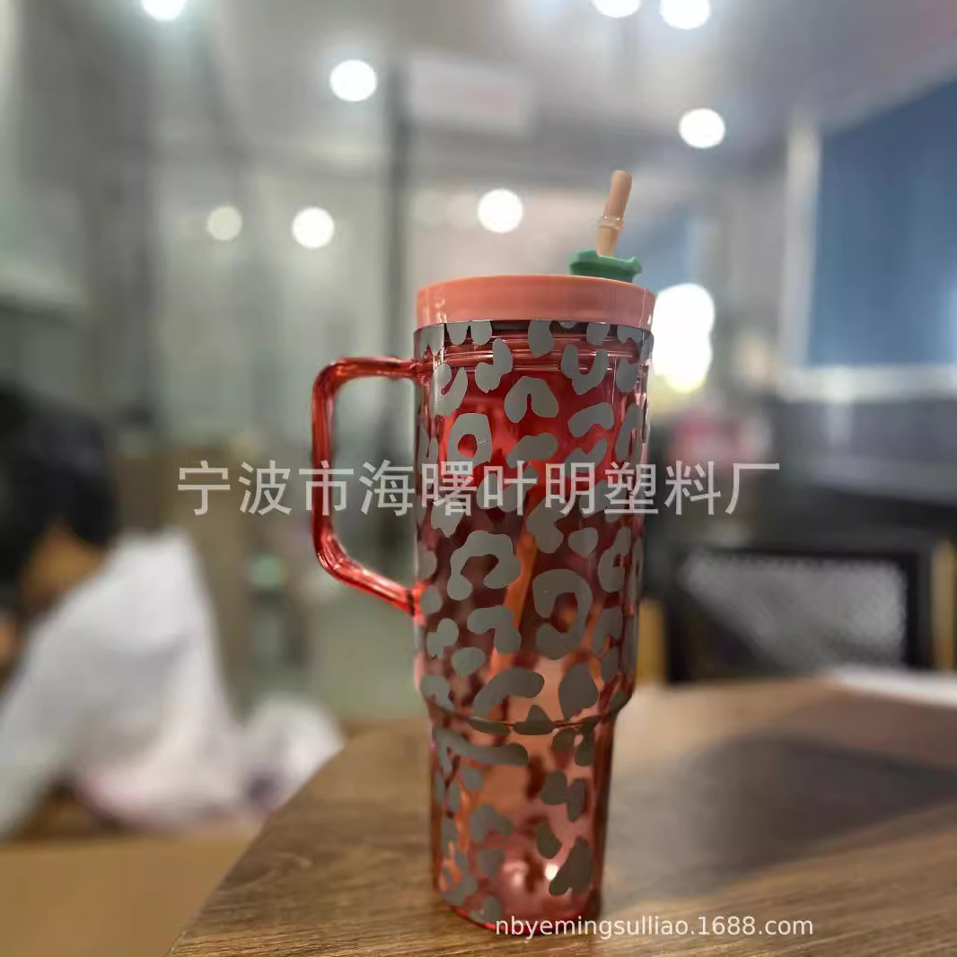 亚克力塑料杯带吸管40OZ可印刷logo水杯榴莲杯巨无霸冰霸杯细节图