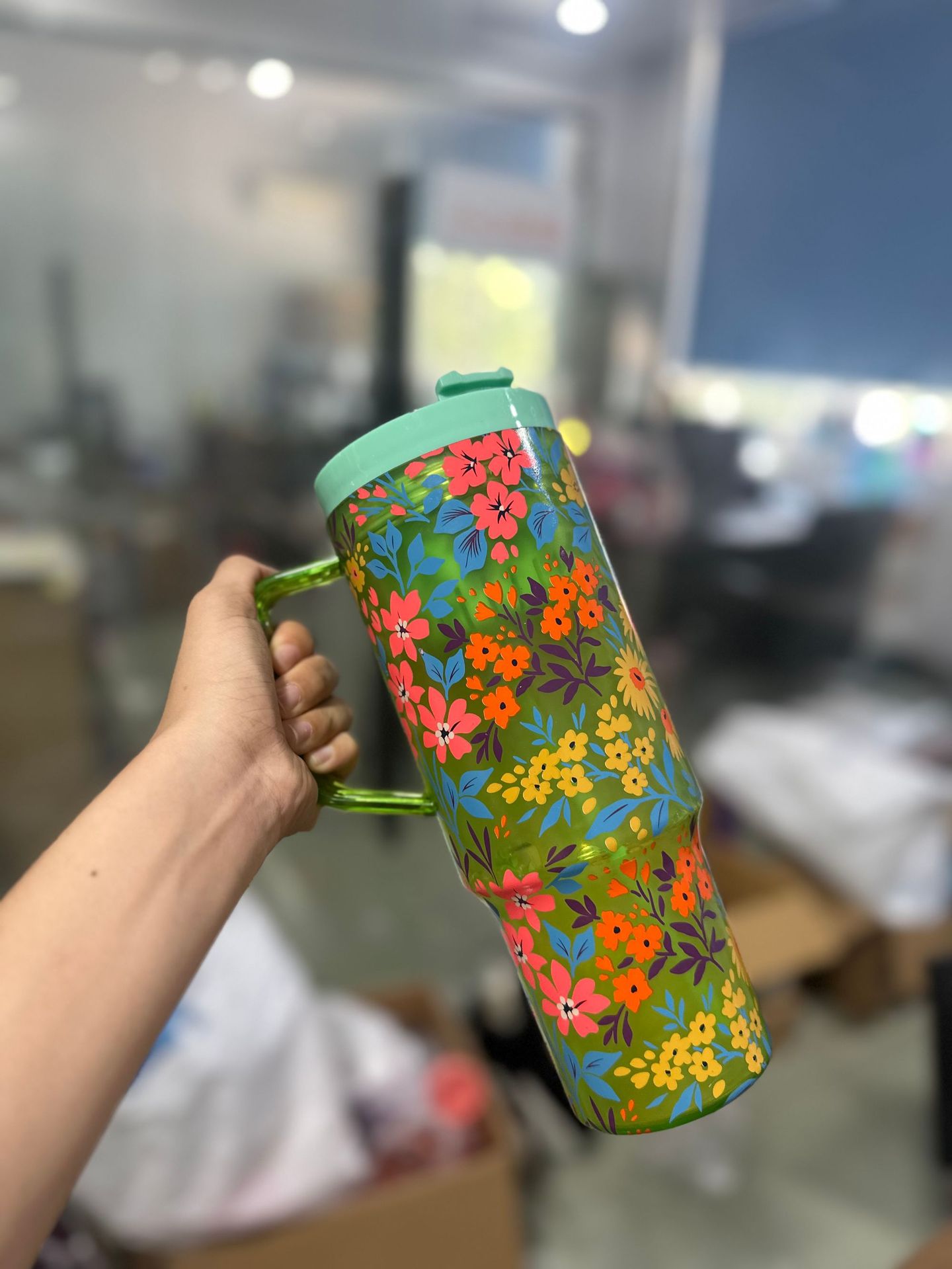 亚克力塑料杯带吸管40OZ可印刷logo水杯榴莲杯巨无霸冰霸杯详情8