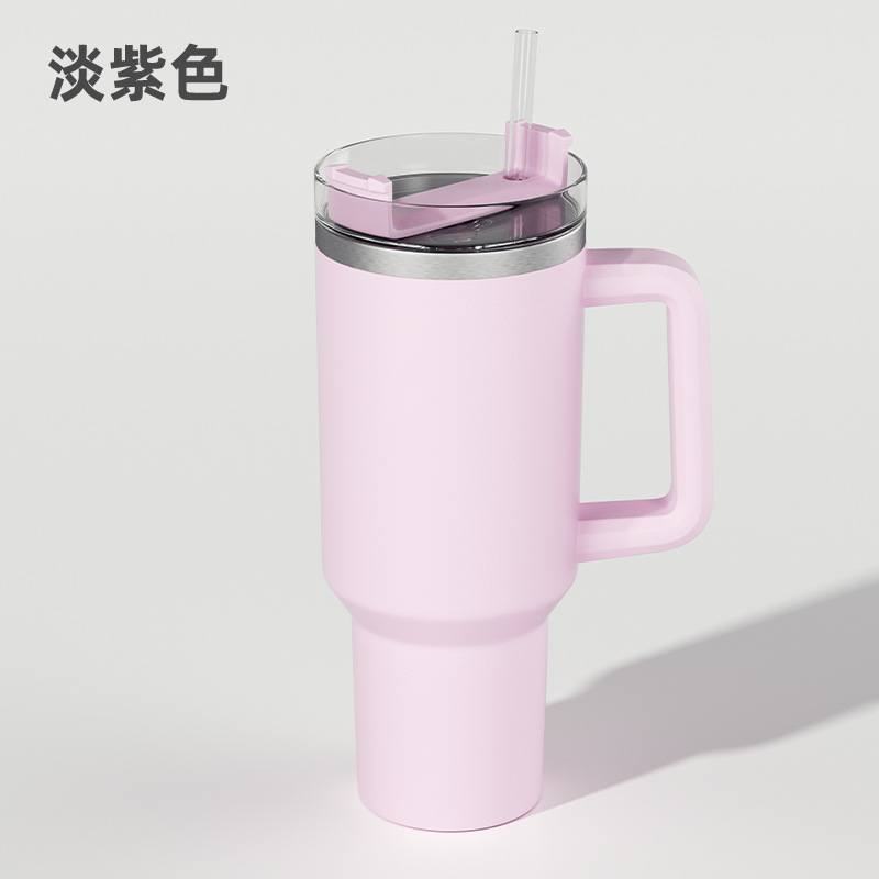 304不锈钢40oz手柄汽车杯白底实物图
