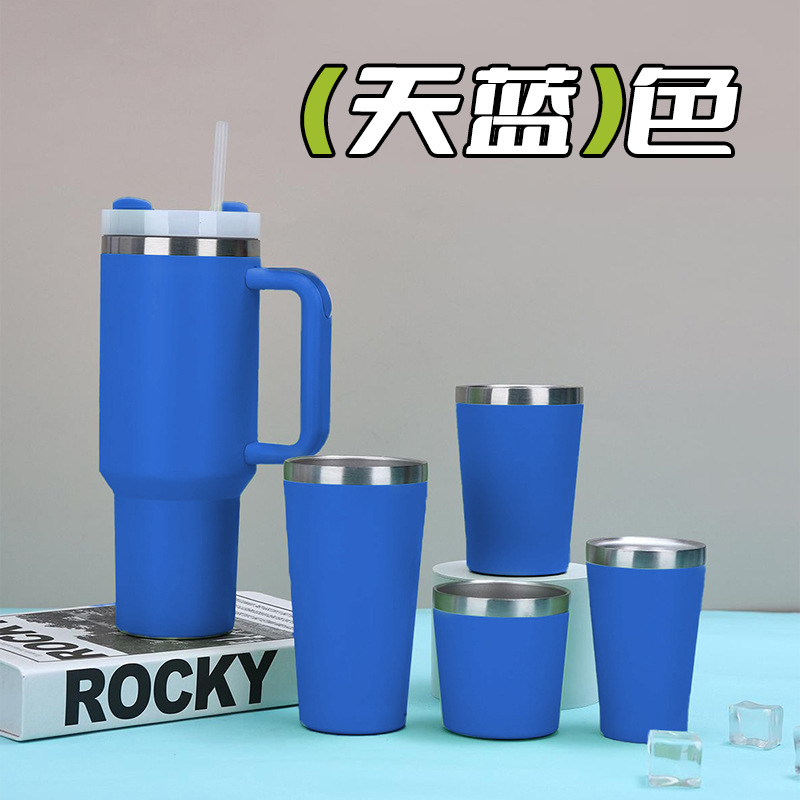 跨境新款40oz汽车杯五件套不锈钢保温保冷杯车载便携吸管冰霸杯产品图