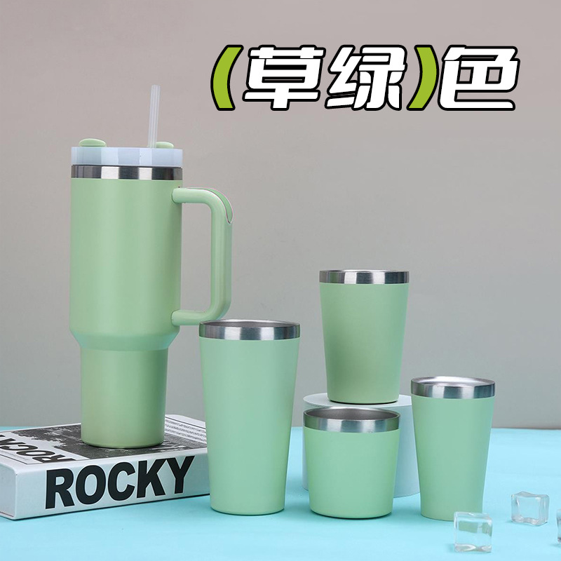 跨境新款40oz汽车杯五件套不锈钢保温保冷杯车载便携吸管冰霸杯