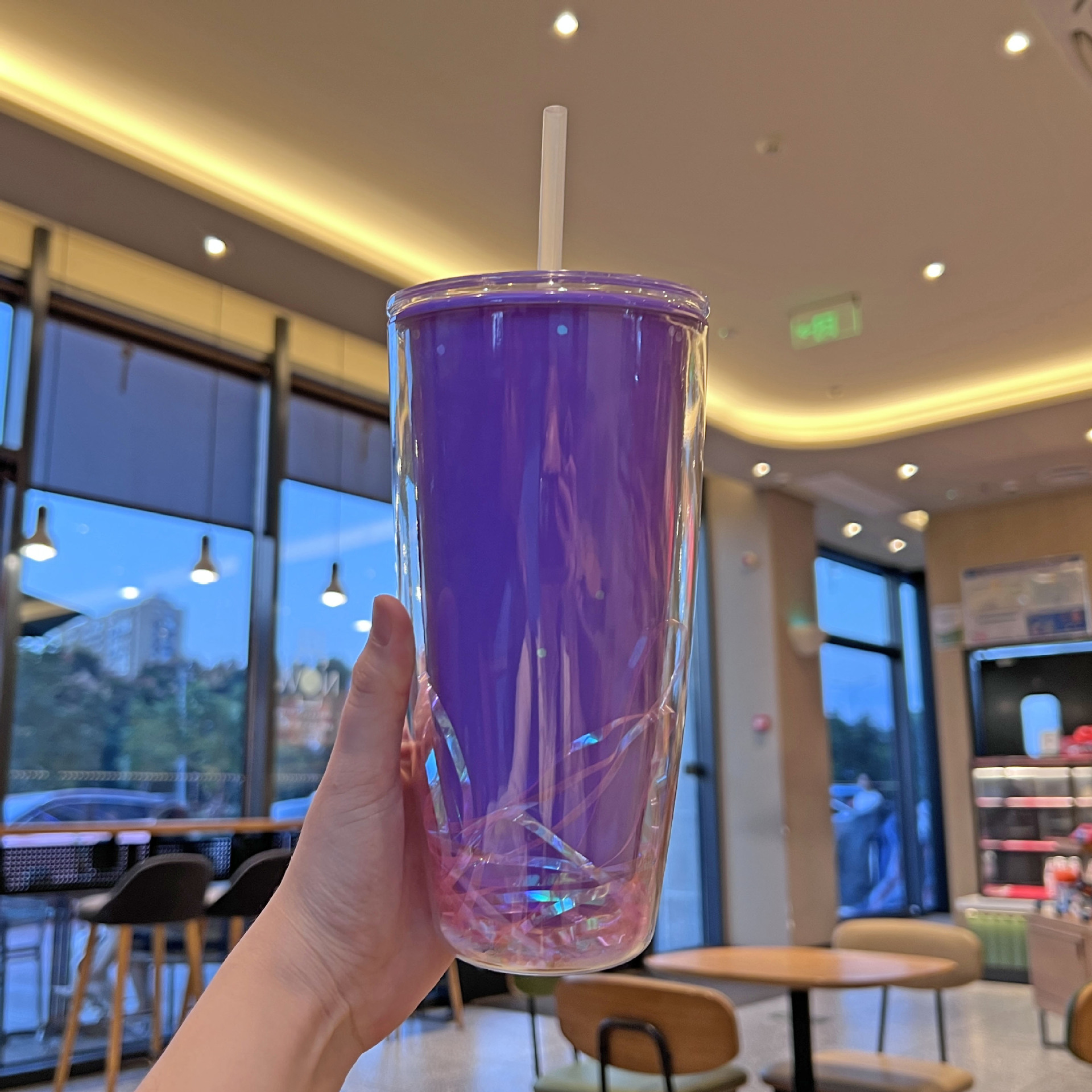 跨境新款高颜值情侣吸管杯双层大容量网红塑料水杯批发车载汽车杯详情10