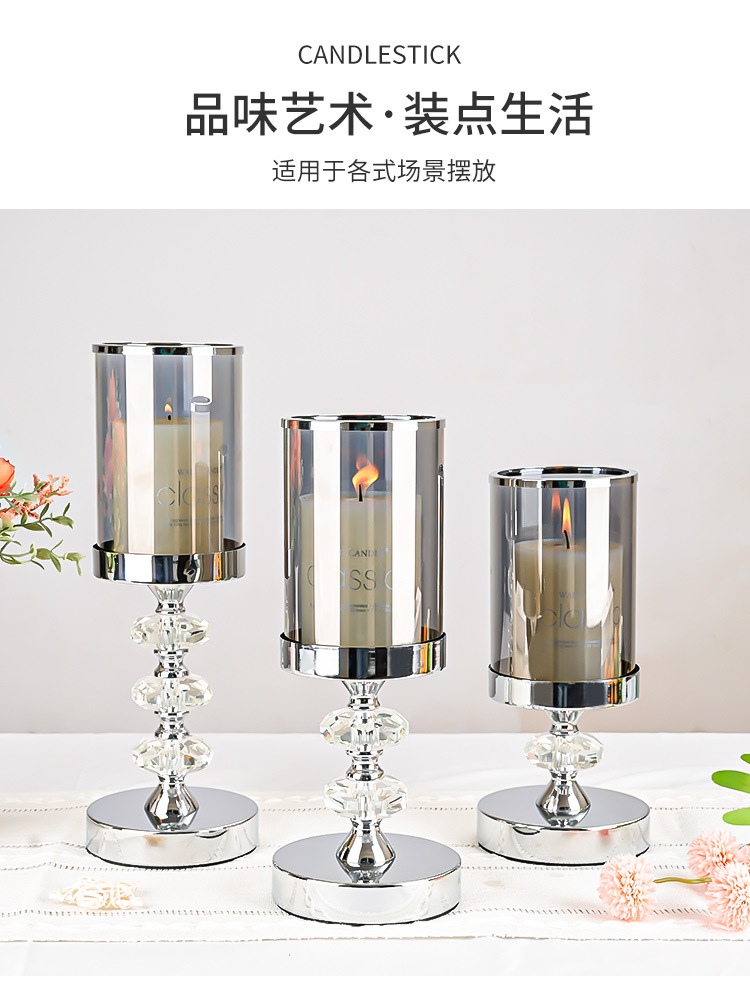 水晶香薰烛台浪漫婚礼样板间圣诞节餐桌摆件跨境定制水晶香薰烛台轻奢品详情8