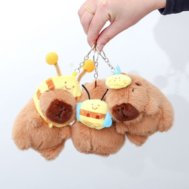 Kapipala plush toys, Capybara Bee series bags, pendants, couple schoolbags, keychains, and funny little dolls pic 3