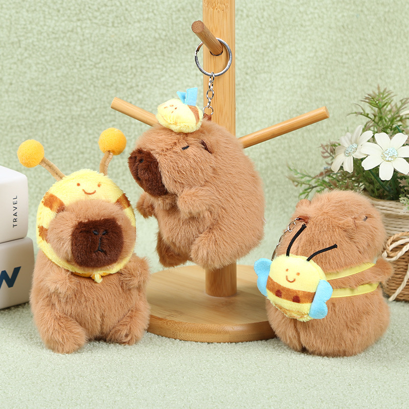 Kapipala plush toys, Capybara Bee series bags, pendants, couple schoolbags, keychains, and funny little dolls pic 1