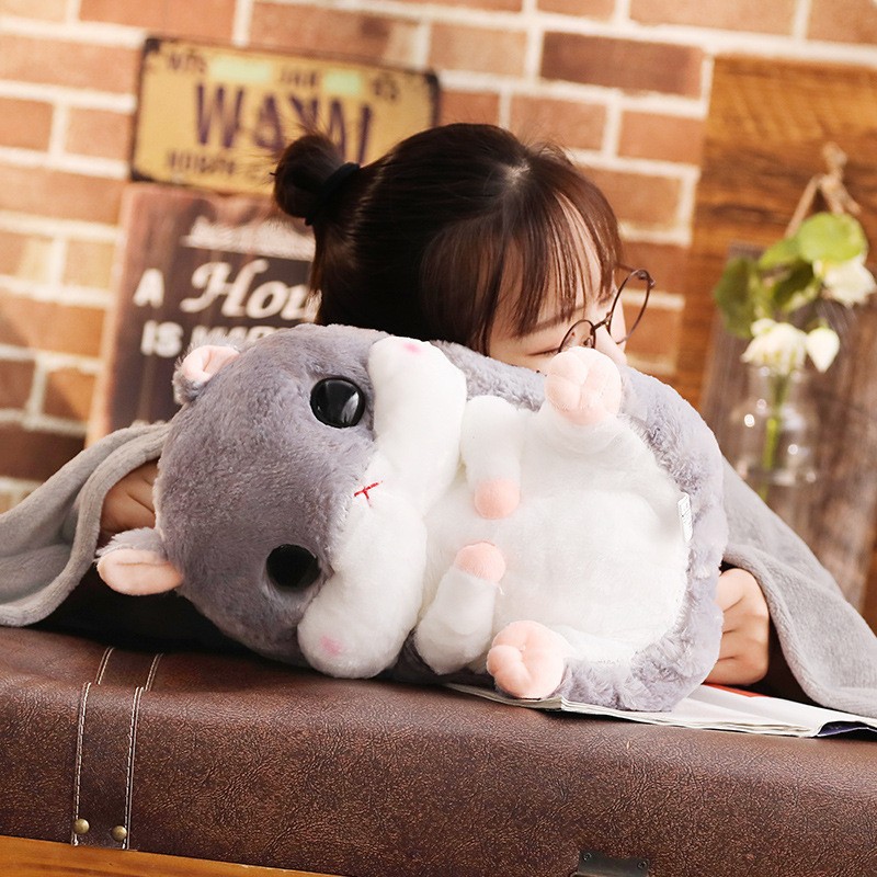 Wholesale of three-in-one rabbit fur imitation throw pillow blanket, sleeping throw pillow, headboard lumbar support, air-conditioned nap blanket, two-in-one throw pillow quilt details Picture