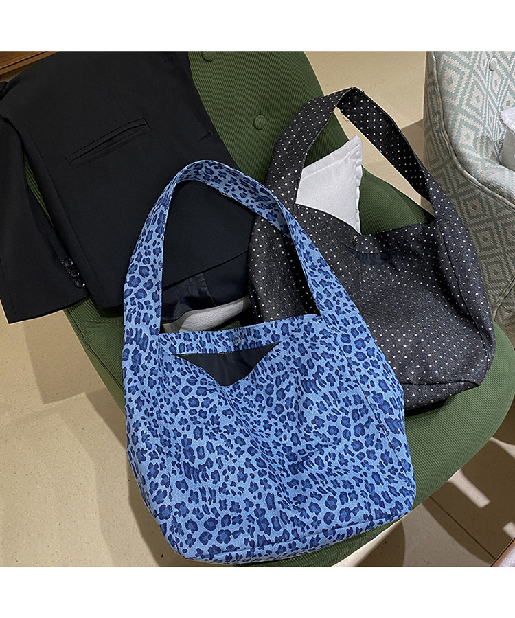 韩系ins豹纹牛津布包女慵懒松弛感百搭布袋大容量学生单肩托特包详情1