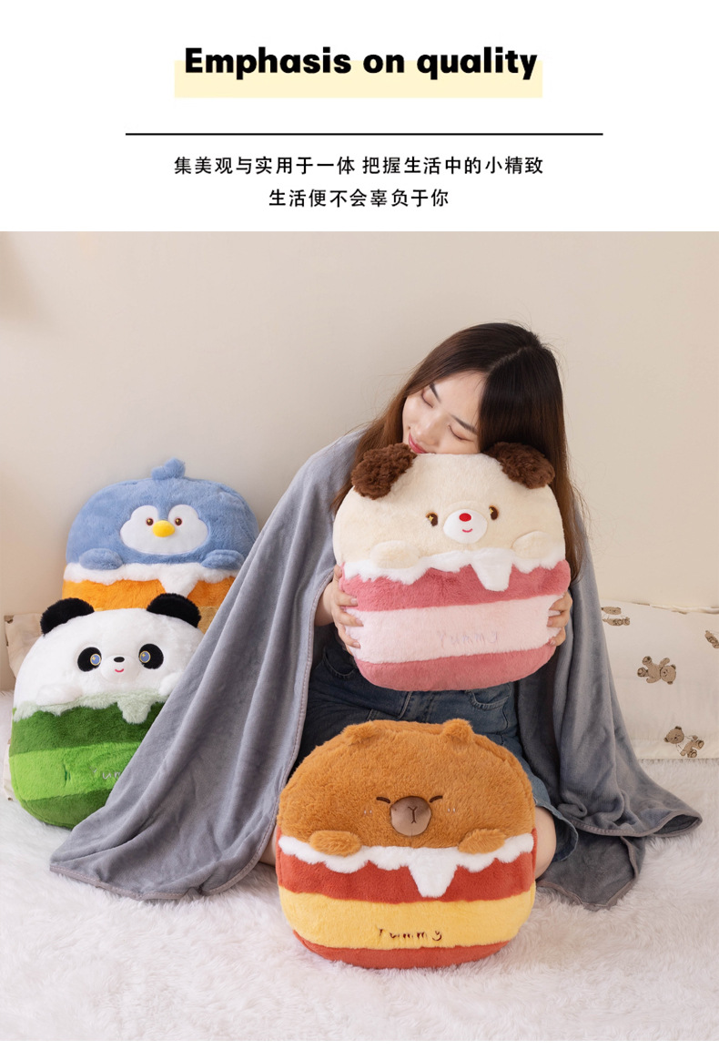 Cartoon ball air conditioner quilt, throw pillow, blanket, two-in-one bedroom sleeping capybara nap pillow, panda pillow pic 2