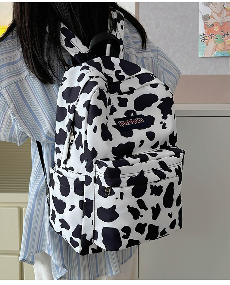 外贸出口奶牛纹豹纹双肩包ins原宿风学生书包女校园休闲背包女包详情40