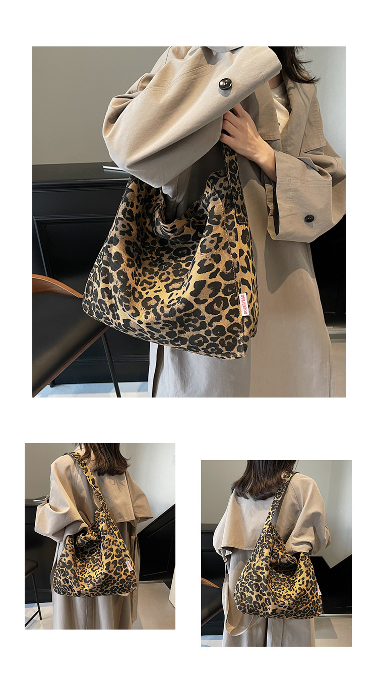 2024秋季新款时尚大容量慵懒风腋下单肩包豹纹通勤托特包百搭秋冬详情9