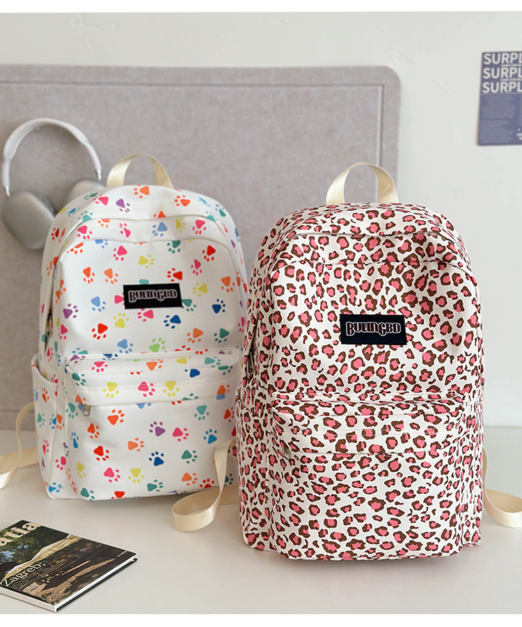 外贸出口奶牛纹豹纹双肩包ins原宿风学生书包女校园休闲背包女包详情9