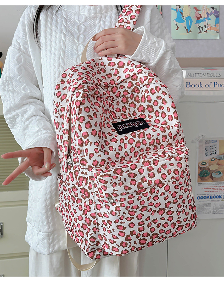 外贸出口奶牛纹豹纹双肩包ins原宿风学生书包女校园休闲背包女包详情30