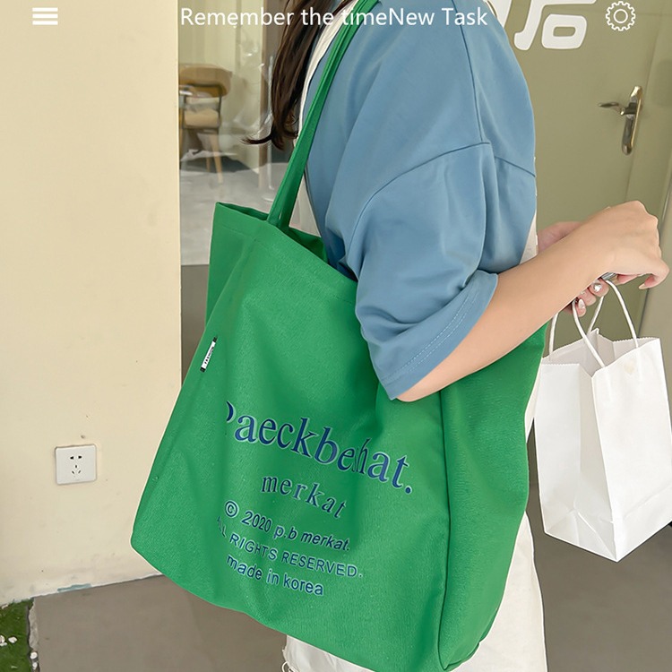 外贸潮流女包 布包新款韩版时尚简约单肩包 字母印花文艺托特包