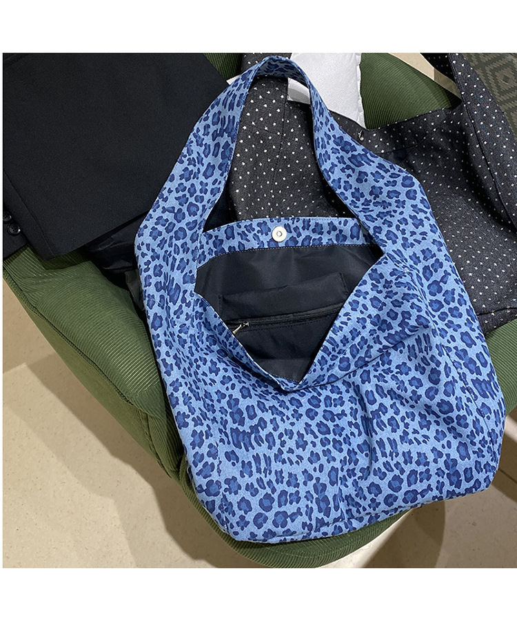 韩系ins豹纹牛津布包女慵懒松弛感百搭布袋大容量学生单肩托特包详情3
