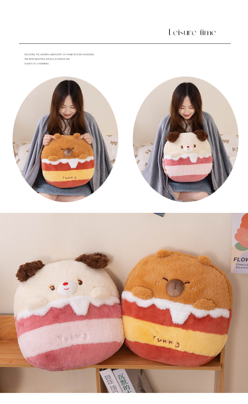 Cartoon ball air conditioner quilt, throw pillow, blanket, two-in-one bedroom sleeping capybara nap pillow, panda pillow pic 13