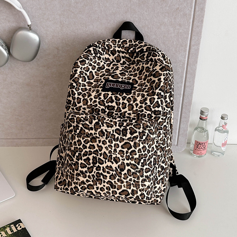 外贸出口奶牛纹豹纹双肩包ins原宿风学生书包女校园休闲背包女包详情42