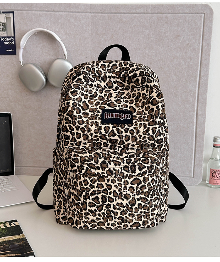 外贸出口奶牛纹豹纹双肩包ins原宿风学生书包女校园休闲背包女包详情17