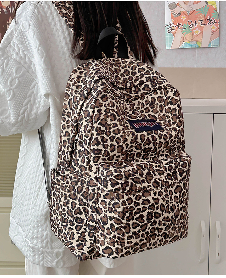 外贸出口奶牛纹豹纹双肩包ins原宿风学生书包女校园休闲背包女包详情32