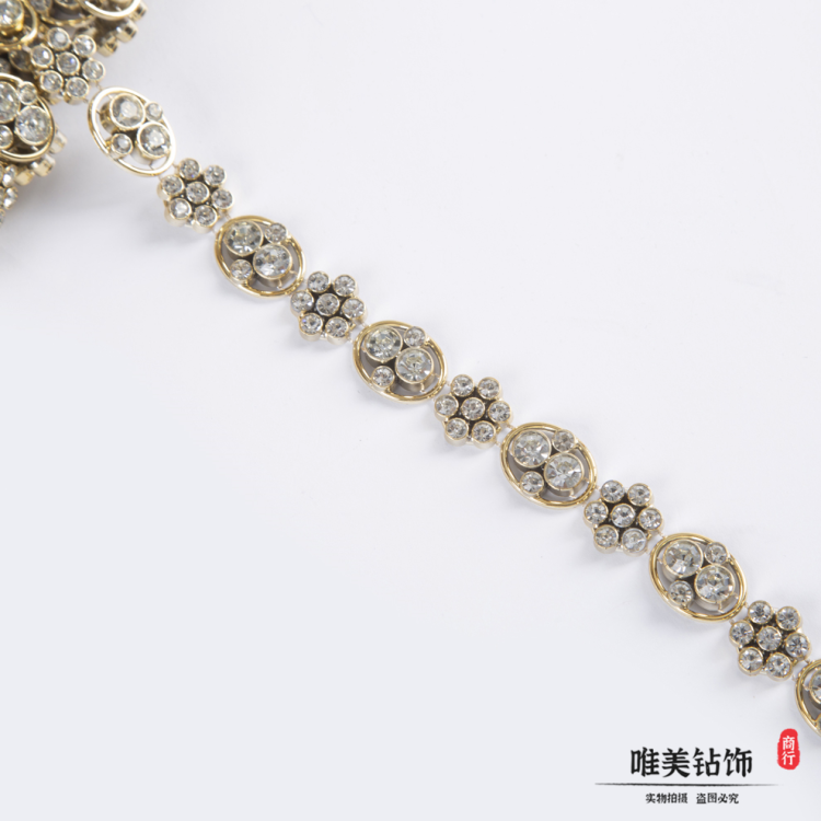 单排线钻DIY服饰鞋帽装饰链条 电镀线钻金黄色线钻条钻 厂家直销细节图