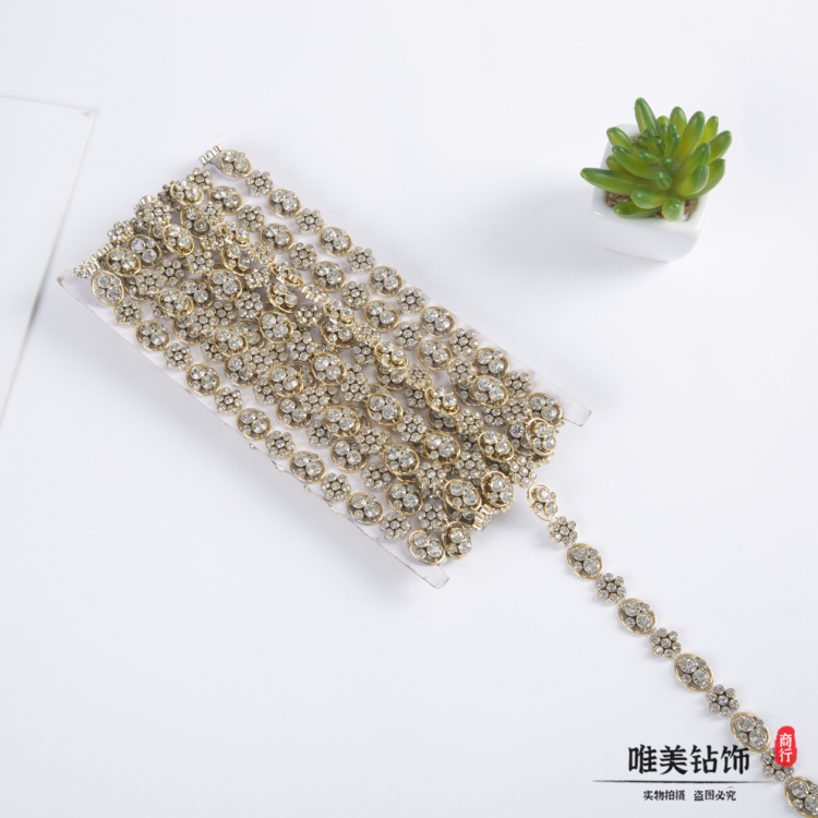 单排线钻DIY服饰鞋帽装饰链条 电镀线钻金黄色线钻条钻 厂家直销产品图
