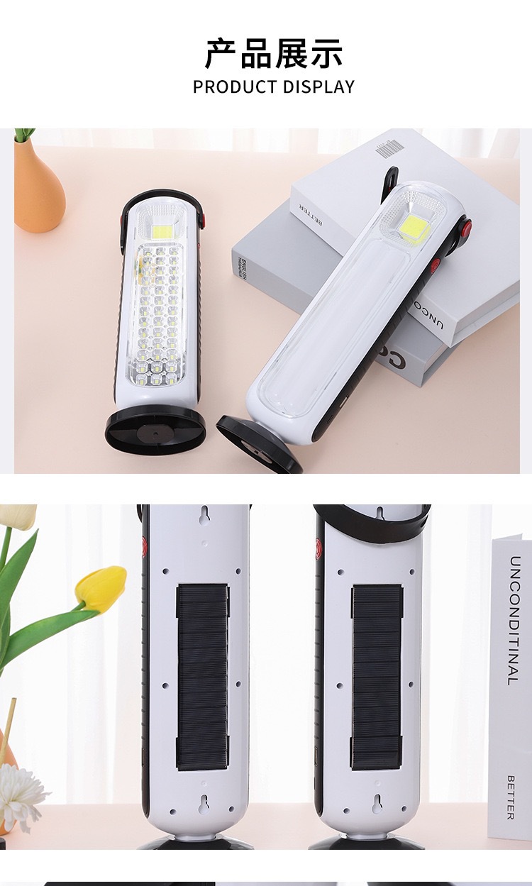 Cross-border portable hand-held solar emergency lighting lamp, outdoor double-core high-brightness light energy storage hand lamp pic 5