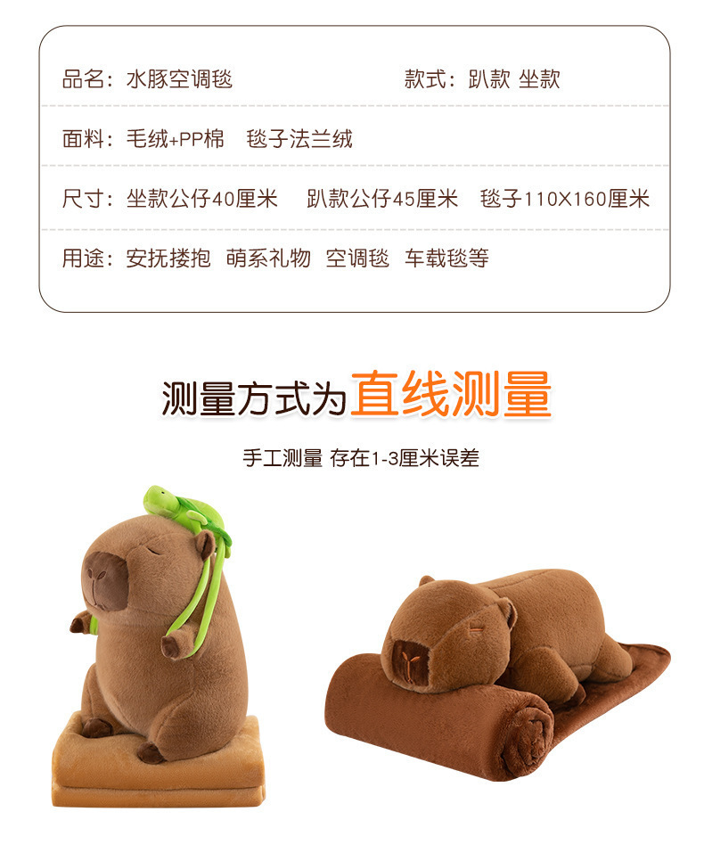 厂家现货新款卡皮巴拉抱枕被子两用二合一空调被办公室午睡毯批发详情7