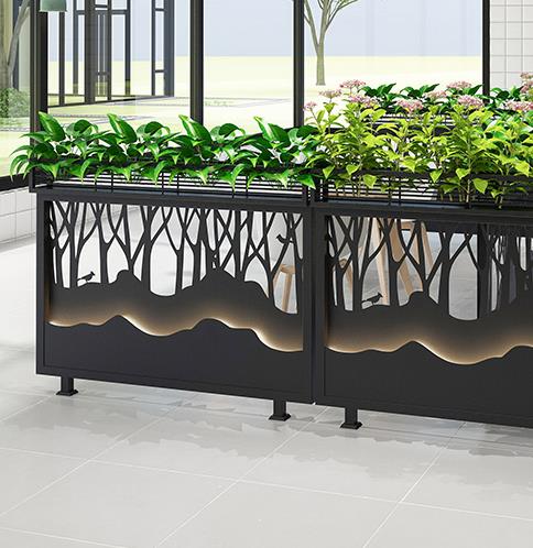 Nuevo restaurante de hierro forjado al aire libre partición baja pérgola hotel cerca oficina acero inoxidable green flocated barandilla decoración