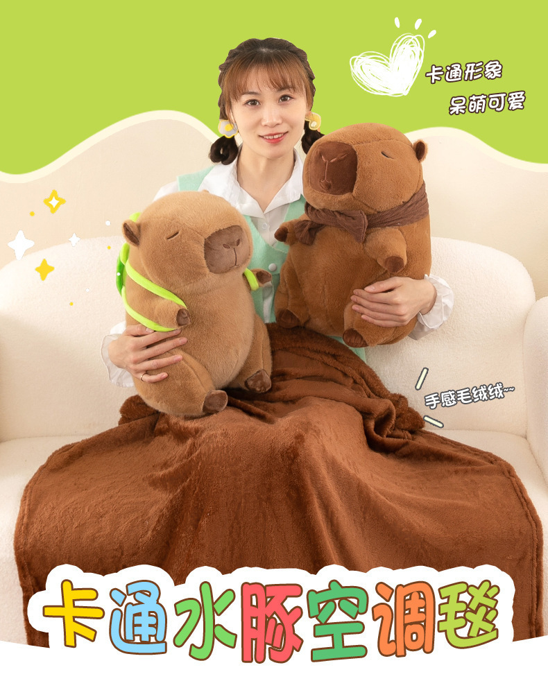 厂家现货新款卡皮巴拉抱枕被子两用二合一空调被办公室午睡毯批发详情4