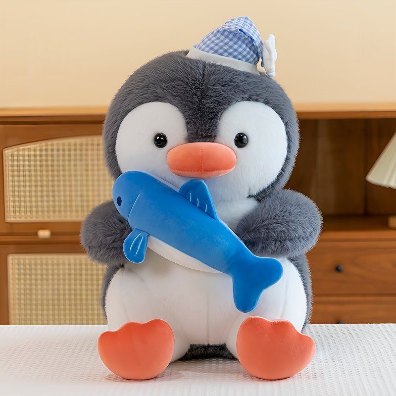 可爱抱鲨鱼企鹅毛绒玩具公仔跨境安抚爆款抓机娃娃儿童抱枕玩偶女详情1